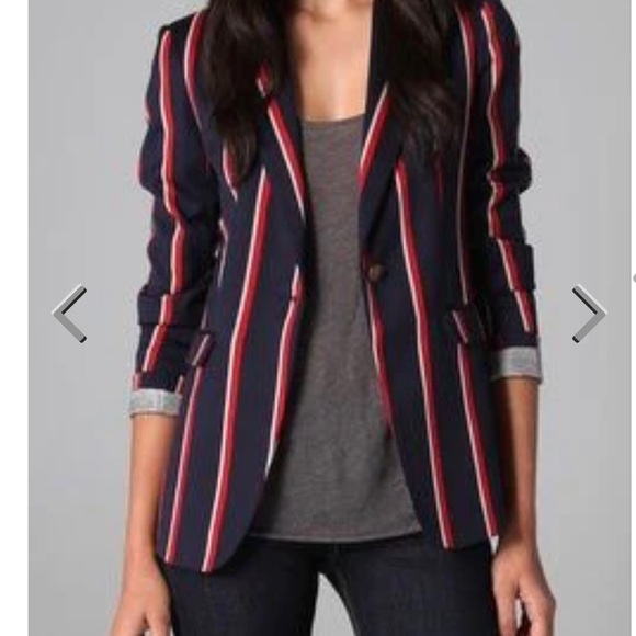 Jackets & Blazers - Rag & bone women’s navy red striped special edition Moon blazer size 4 like new